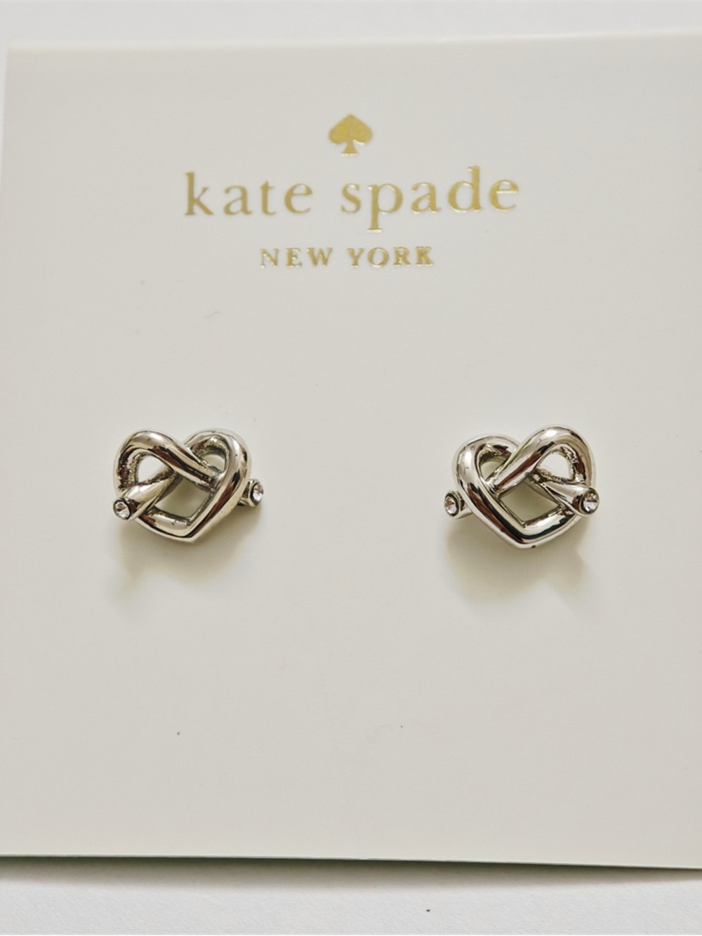 Kate Spade New York Loves Me Knot Stud Earrings Silver Tone Fashion Jewelry Gift
